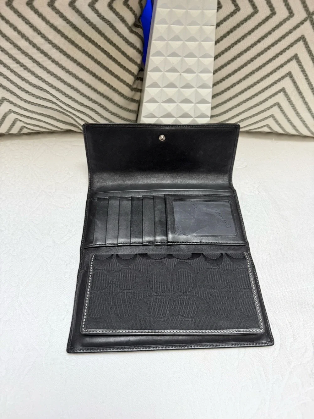 Coach Y2K Black Signature Fold-Over Continental Wallet